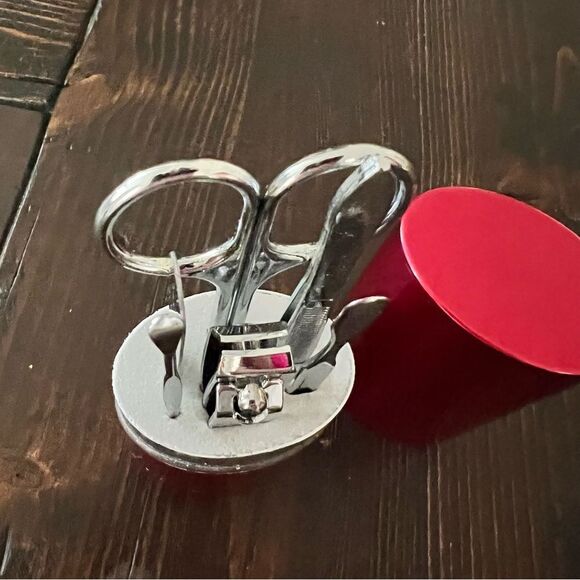 Stylish Silver Manicure Set with Red Case - Picture 2 of 5